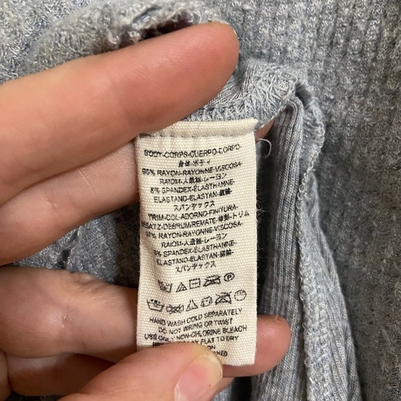 Free People Movement women's baby blue/gray heather waffle knit long sleeve - Picture 4 of 10